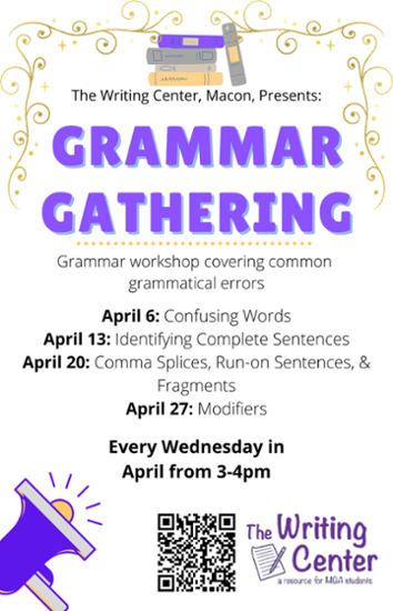 Flyer for The Writing Center's Gramma Gathering series.
